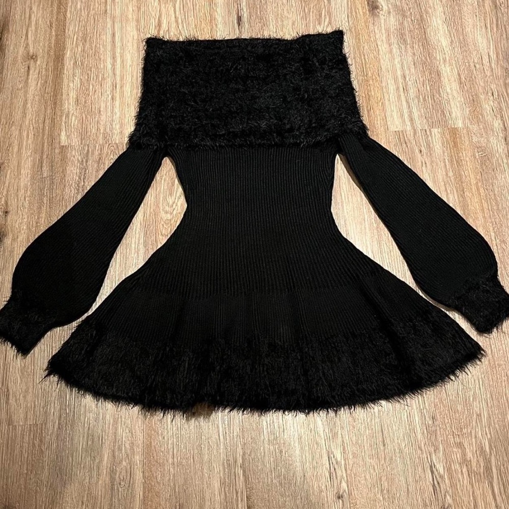 rare gothic lolita gyaru off the shoulder sweater dress